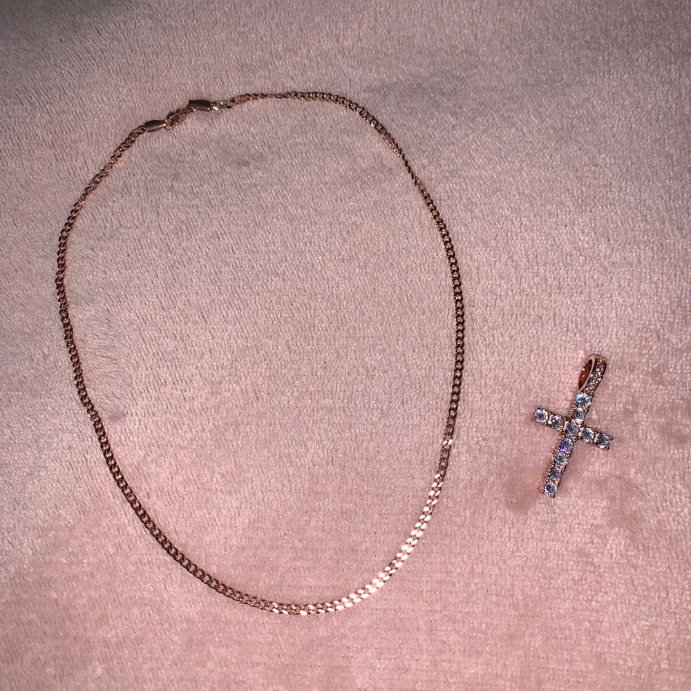 Cubic Zirconia Rose Gold Cross